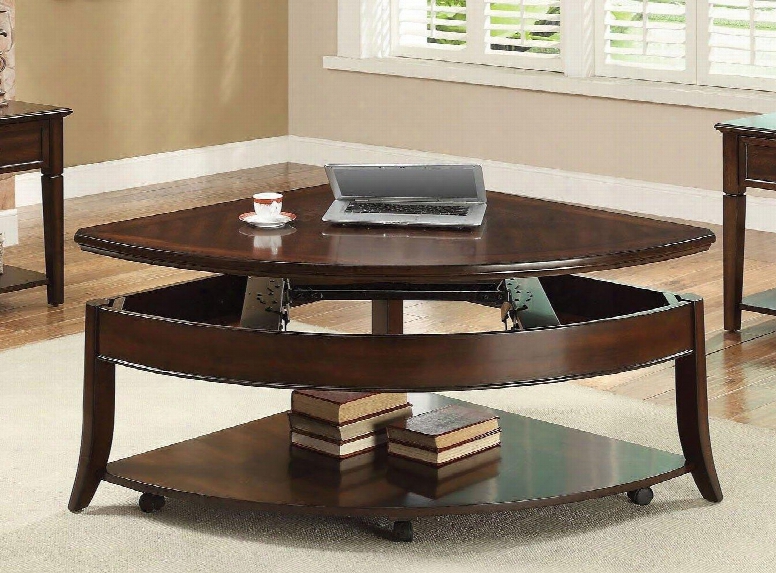 Keenan Collection 80548 40" Coffee Table With Lift Top Casters And Bottom Shelf In Walnut