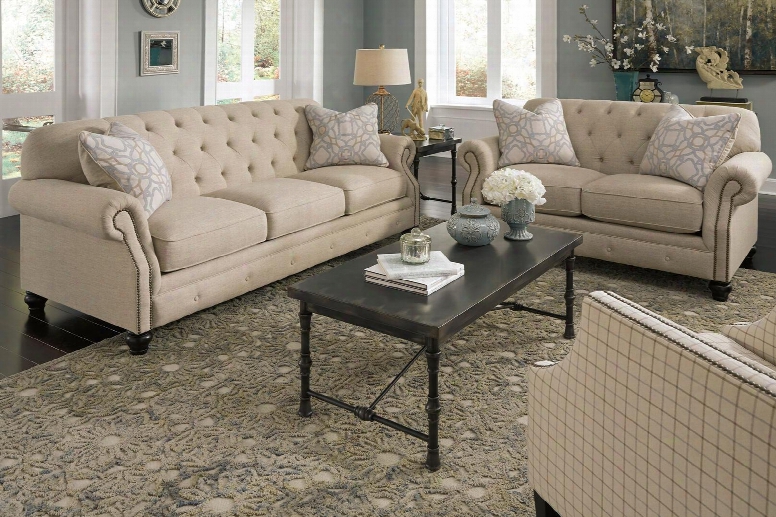Kieran 44000slac22 3-piece Living Room Set With Sofa Loveseat And Cream Colored Accent