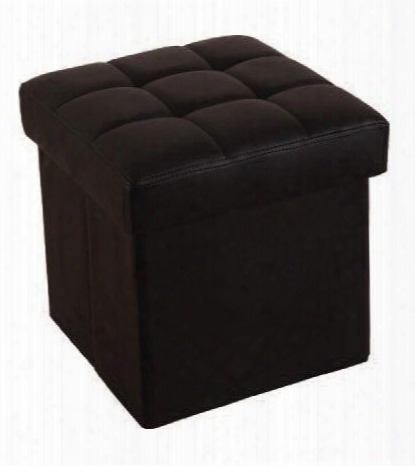 Kori 96411 14" Youth Ottoman With Hidden Storage Tufting Detzils Medium-density Fiberboard (mdf) Construction And Pu Leather Upholstery In Black