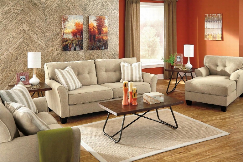 Laryn 51902slch 3-piece Living Room Set With Sofa Loveseat And Chaise In Khaki