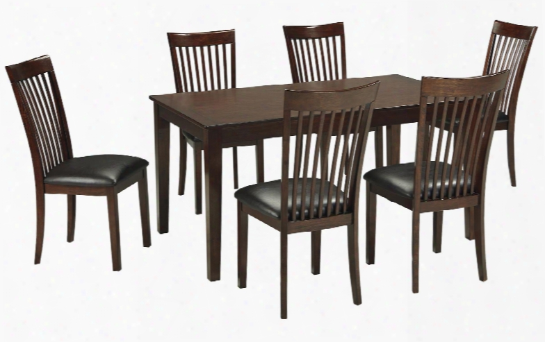 Mallenton D411-425 7 Piece Dining Room Set With 60" Table And 6 Pu Upolstered Chairs In Dark