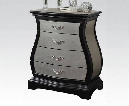 Mercia Collection 99087 Bombay Chest With 4 Drawers And Metal Hardware In Silver And Black