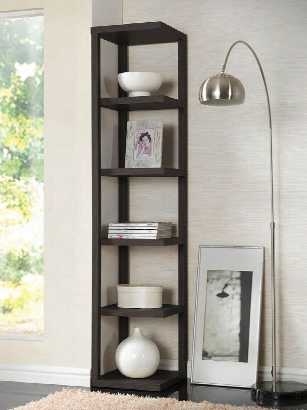 Mileta Collection 92090 15" Bookcase With 5 Shelves Hollow Board Pu Paper And Medium-density Fiberboard (mdf) In Cappuccino