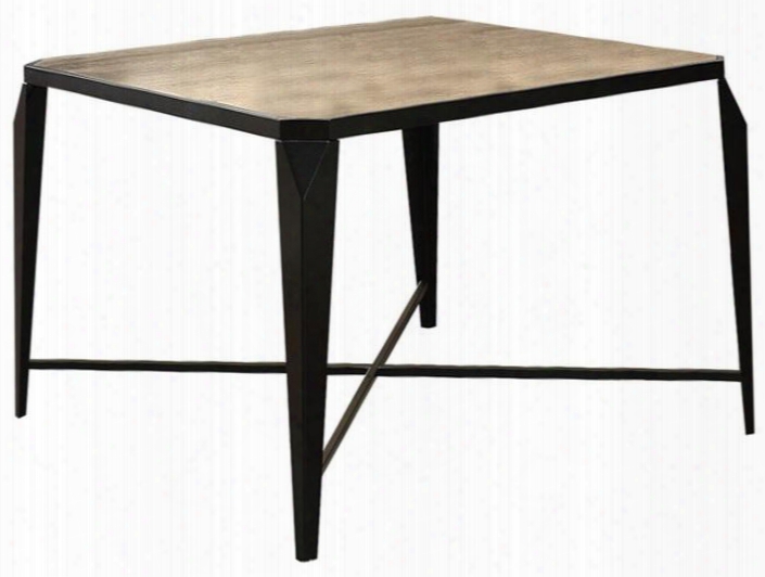 Oldlake Collection 71920 42" Dining Table With Tapered Legs Crossbar Stretchers Square Wood Top Paper Veneer And Metal Construction In Antique Light Oak And