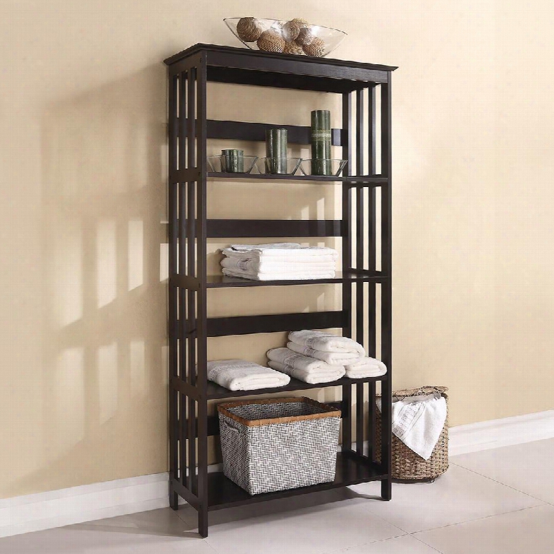 Opeli Collection 92099 30" Bathroom Rack With 4 Shelves Slat Design Medium-density Fiberboard (mdf) And Solid Pine Wood Construction In Espresso