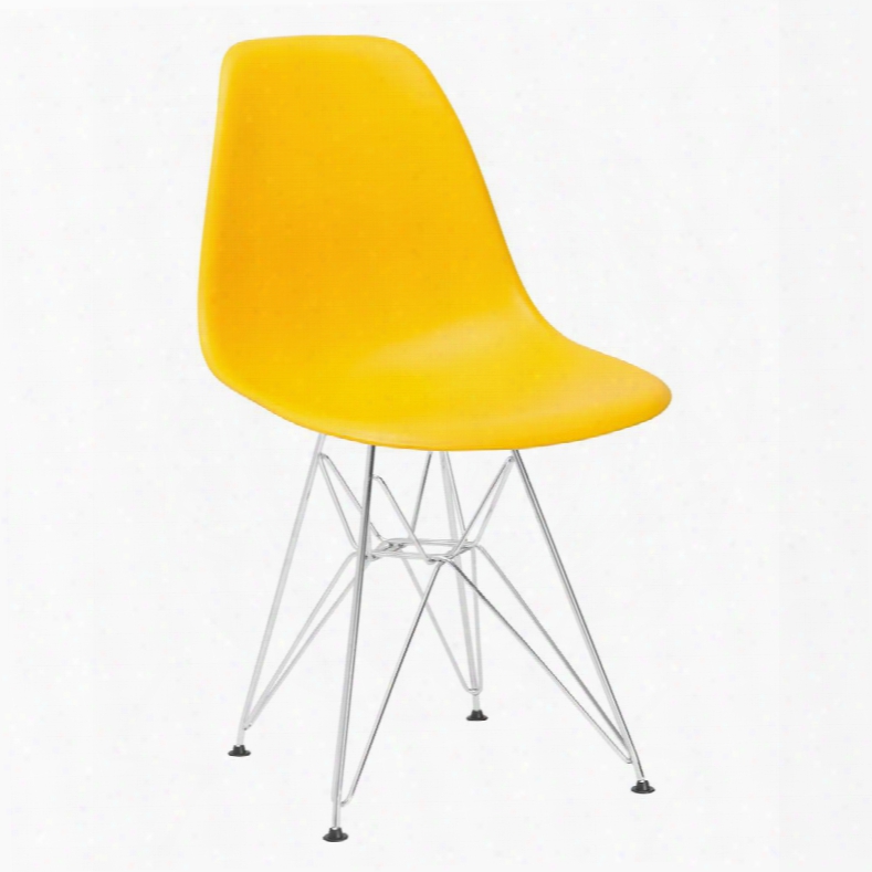 Padget Collection Em-104-crm-yel 21.5" Side Chair With Chrome Wire Base Non-marking Feet Matte Soft Seat And Polypropylene Plastic In Yellow