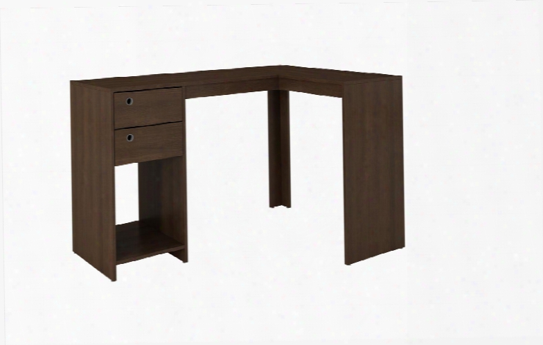 Palermo Collection 41amc49 50" Classic L-desk With 2 Drawers Ring Holes And 1 Open Shelf In