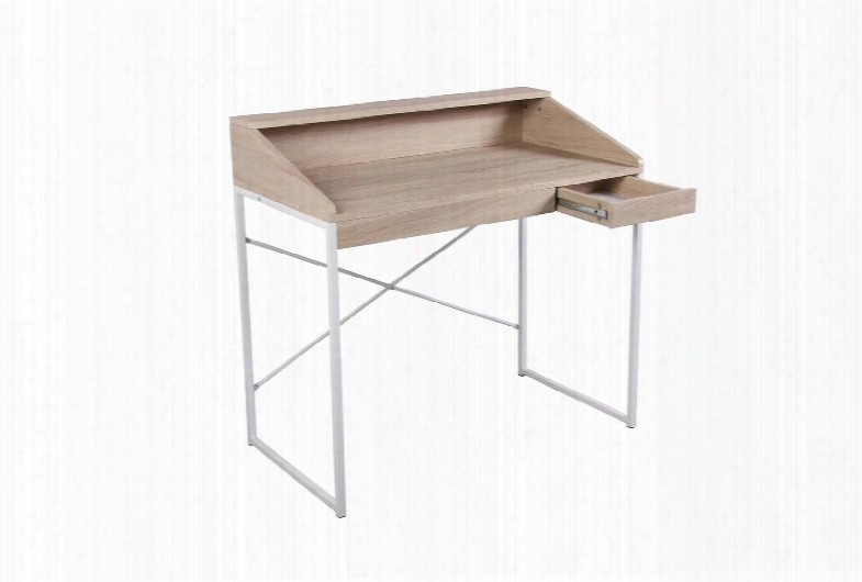 Pax Collection 92150 35" Desk With 1 Drawer Metal Frameand Pvc Veneer Materials In Birch And White