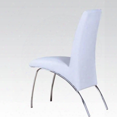 Pervis Collection 71107 19" Side Chair With Pu Leather Upholstered Seat And Back And Polished Metal Legs In White