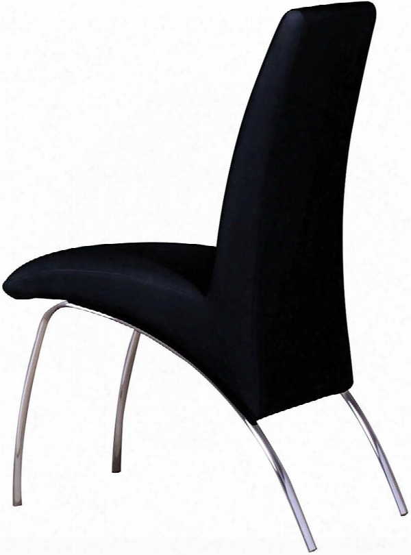 Pervis Collection 71112 19" Side Chair With Pu Leather Upholstered Seat And Back And Polished Metal Legs In Black