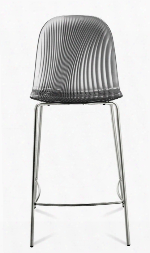 Playa.r.b0f.cr.sfu Playa Bar Stool With Steel Frame Foot Rest And Transparent Smoke Acryl Nitrile Styrene