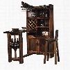 DS-B0110 Satyr Bar Table with 2 Barstools 4 Shelves 2 Cabinet Doors Stemware Rack and Wine Rack in Brown