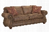 Laramie 5081-7A/7591-85/5763-85 89" Fabric Queen Air Dream Sofa Sleeper with 11" Thick Mattress Pillows and Nail-Head Trim in 7591-85 Brown 5763-85 Pillows