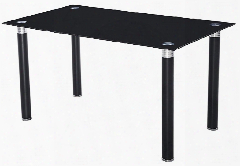 Riggan Collection 70595 55" Dining Table With 8mm Black Tempered Glass Top Rectangular Shape And Meal Construction In Black