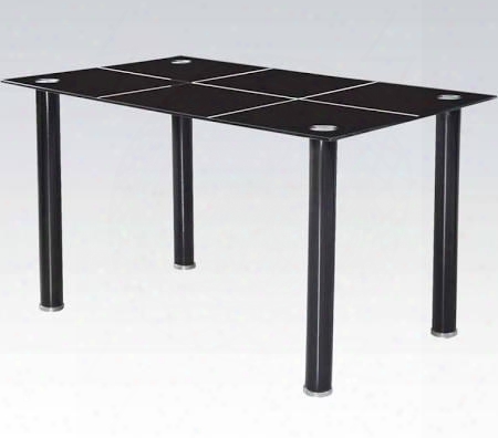 Riggan Col Lection 70598 55" Dining Table With 10mm Black Tempered Glass Top And Metal Tube Legs In Black