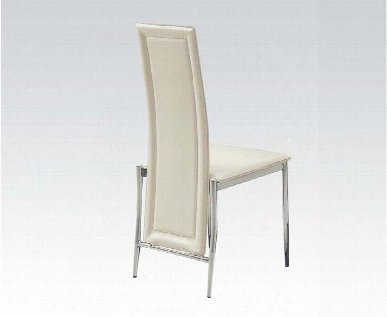 Riggan Collection 70612a 18" Side Chair With Pu Leather Upholstered Seat And Back Stitched Detailing And Tapered Legs In White