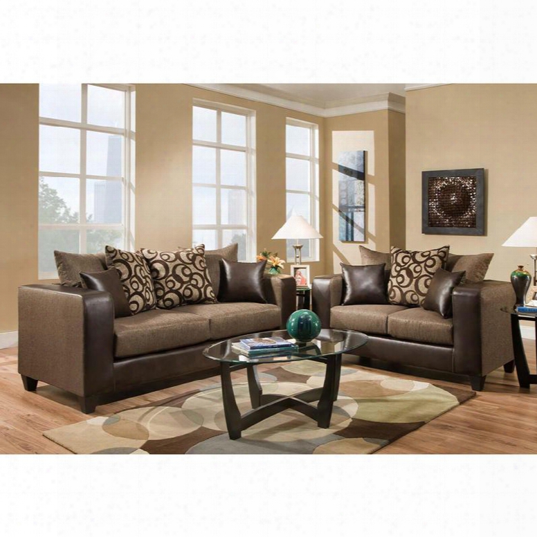 Riverstone Rs-4120-01ls-set-gg 2-piece Object Espresso Chenille Living Room Set With Sofa And