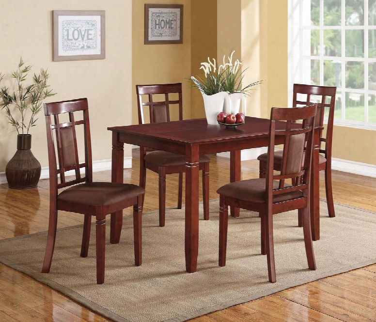 Sonata Collection 71164 5 Pc Dining Room Set With Chocolate Microfiber Upholstered Chairs Tapered Legs Birch Veneer Materiaals And Medium-density Fiberboard