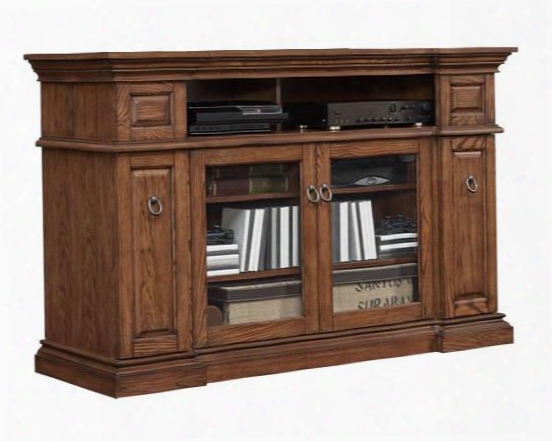 Tc60-9741-c239 New Waverly Entertainment Center With Framed Burl Edge Walnut Inlaid Border Reverse Breakfront Profile And Decorative Antique Brass Hardware