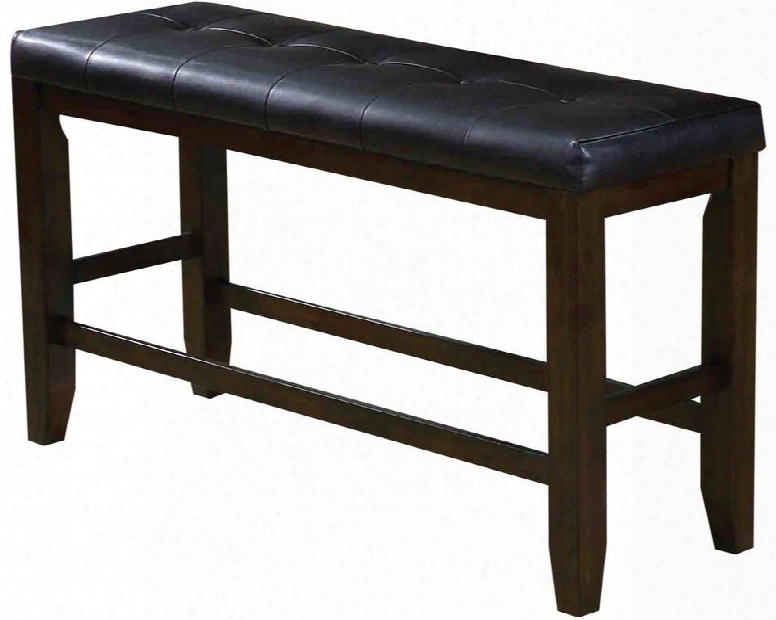 Urbana Collection 74634 48" Counter Height Bench With Black Bycast Pu Leather Upholstered Seat Stretchers And Rubberwood Construction In Espresso