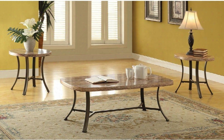 Val Collection 80250 3 Pc Coffee Table With Iron Metal Frame Paper Veneer Materials And Faux Marble Top In White