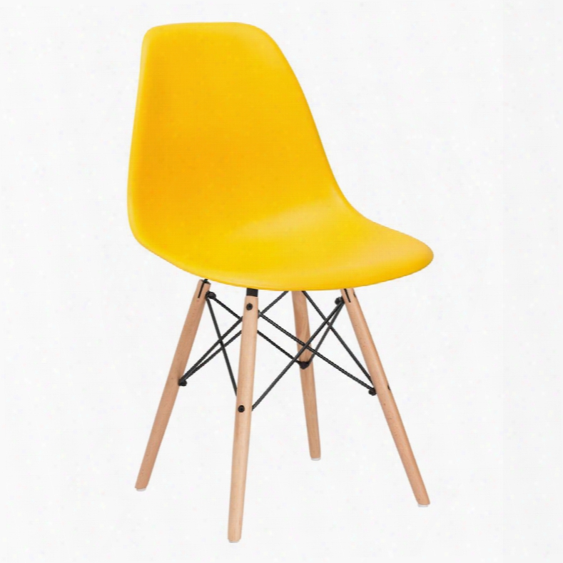 Vortex Collection Em-105-nat-yel 21" Side Chair With Plastic Non-marking Feet Beech Wood Tapered Legsand Polypropylene Plastic Seat In Yellow