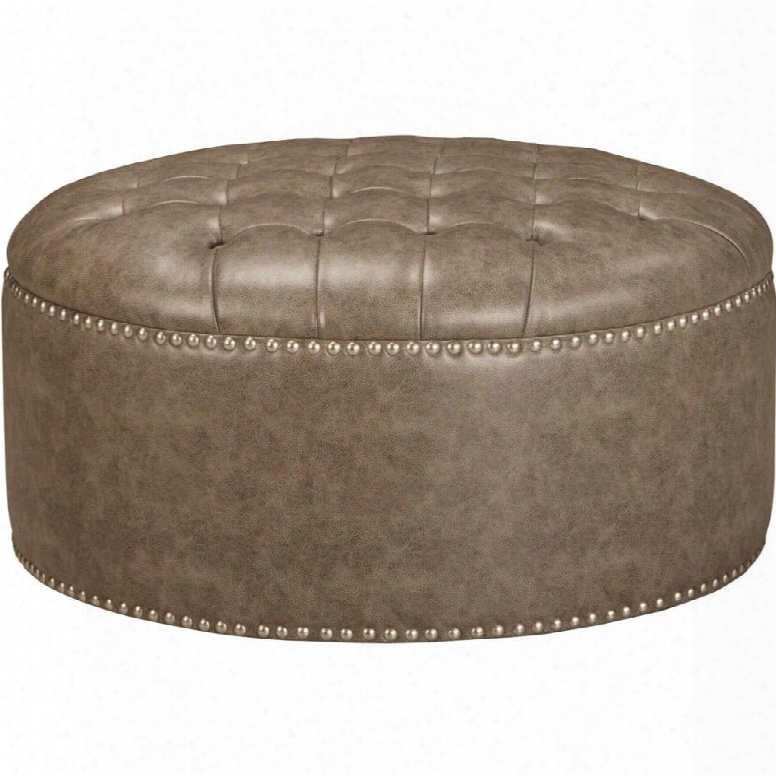 Wilcot Collection 2870108 39" Oversized Accent Ottoman With Nailhead Trim Button Tufting Top And Distressed Faux Leather Upholstery In Grey