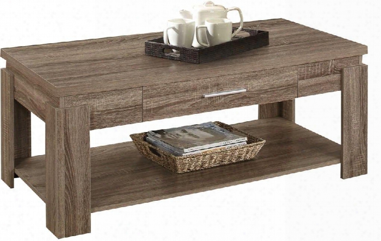 Xanti Collection 83285 47" Coffee Table With 1 Drawer Bottom Shelf Silver Plastic Hardware And Paper Veneer Materials In Dark Taupe