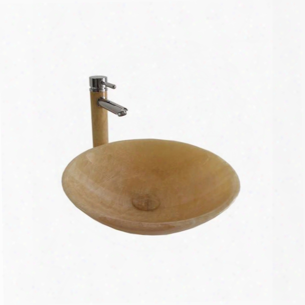 Za-303-set Stone Vessel Bowl In Honey (included: Bowl Pop-up Drain