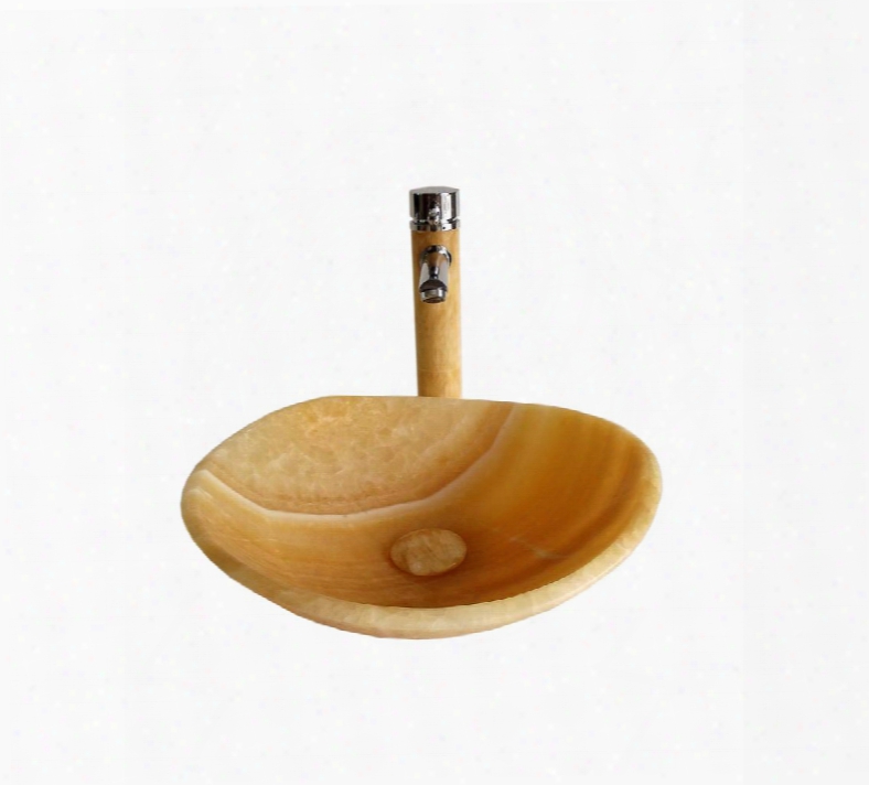 Za-306-set Stone Vessel Bowl In Honey Onyx (included: Bowl Pop-up Drain