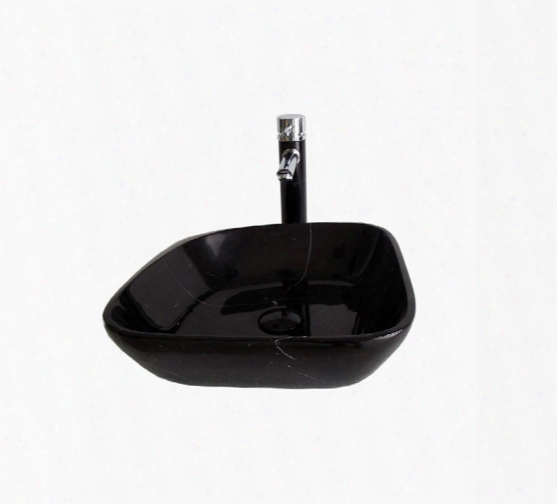 Za-313-set Stone Vessel Bowl In Black Marquine (included: Bowl Pop-up Drain