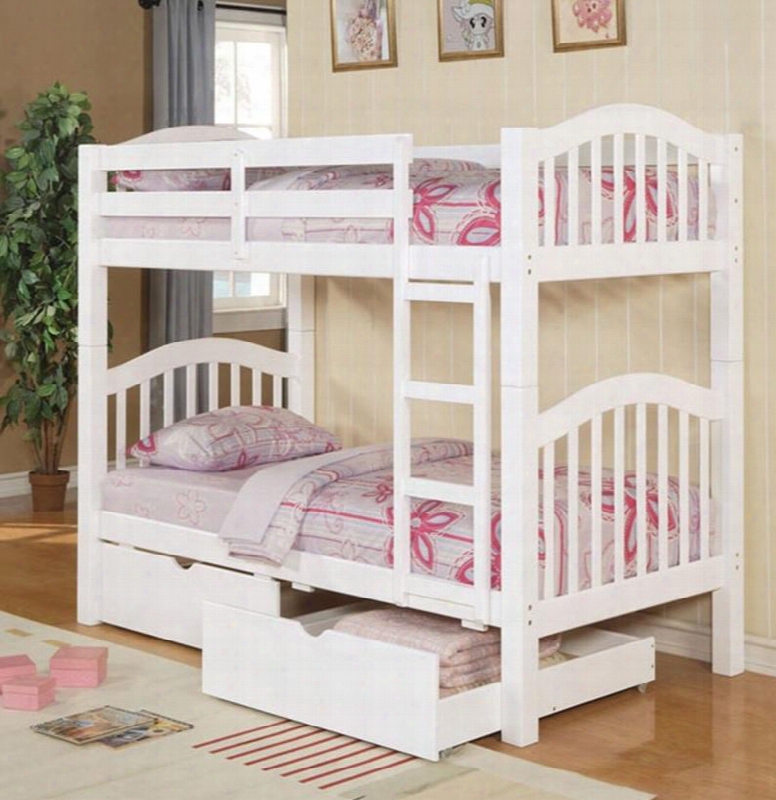 02354kddr Hearltand Doubled Over Twin Bunk Bed + 2 Drawers With Built-in Ladder Slat Design Hardwood Solids And Veneers In