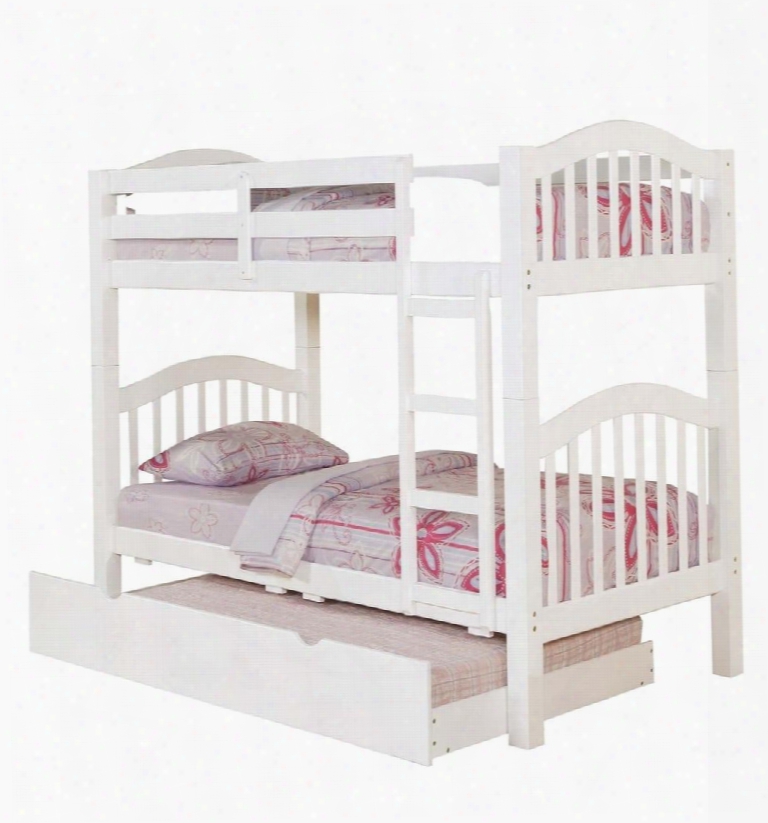 02354kdtr Heartland Twin Over Twin Bunk Bed + Trundle With Built-in Ladder Slat Design Hardwood Solids And Veneers In