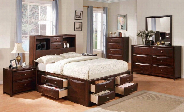 04064ckdmc2n Manhattan Storage California King Bed + Dresser + Mirror + Chest + 2 Nightstands In Espresso