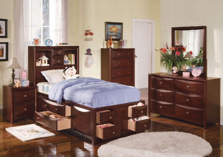 04090tdmcn Manhattan Twin Size Storage Bed + Dresser + Mirror + Chest + Nightstand In Espresso