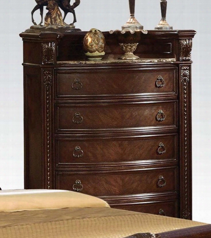 10316 Anondale Ches Twith 5 Drawers Marble Top Open Shelf Antique Hardware Decorative Carvings Selected Hardwood Solids And Veneers In
