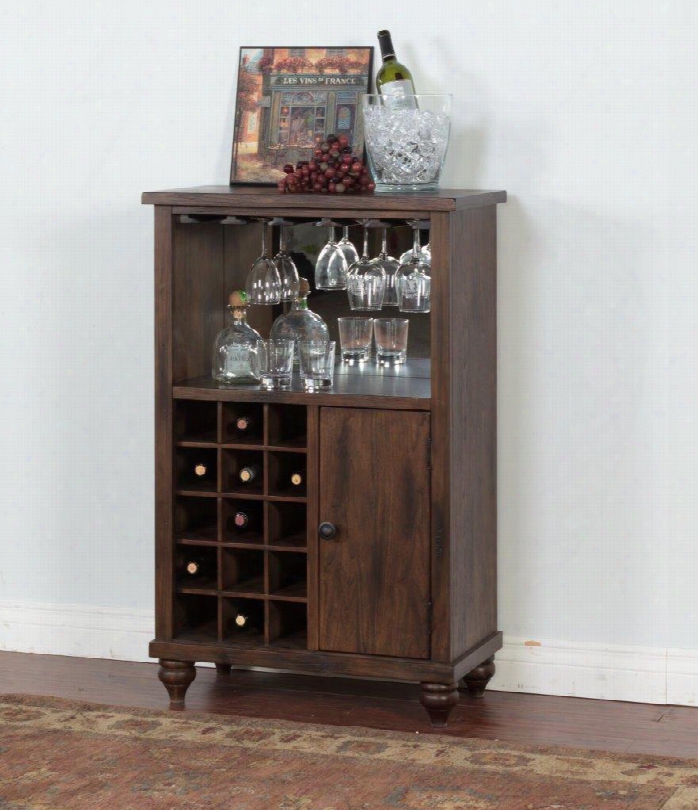 1919ac 42" Savannah Mini Bar With Bottle Wine Rack Hanging Glass Racks And Mirror Back Panel In Antique Charcoal