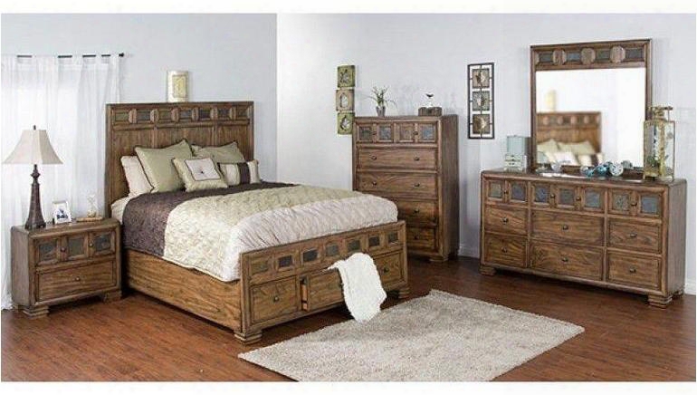 2378bm-ek Coventry Eastern King Bed With Full-extension Drawer Slides Squrae Decorative Knobs And Slate Accents In Burnished