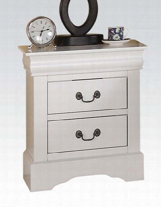 24503 Louis Philippe Iii Nightstand With 2 Storage Drawers Antique Black Metal Hardware And Hand Selected Veneers In White