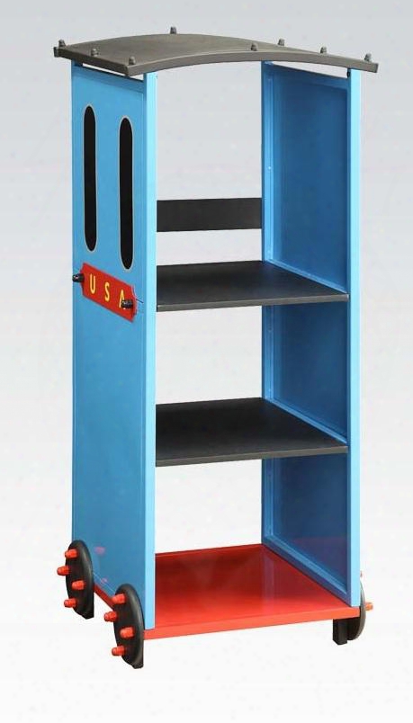 37565 Tobi 3 Tier Bookcase With 3 Shelves Metal Mdf And Pvc Construction In Blue Red And Black