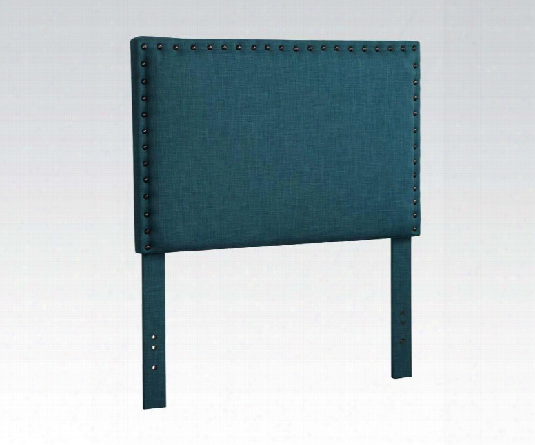 39115 Sabina Queen And Full Size Headboard With Fabric Upholstery Nailhead Accents Pine Wood And Plywood Frame In Blue