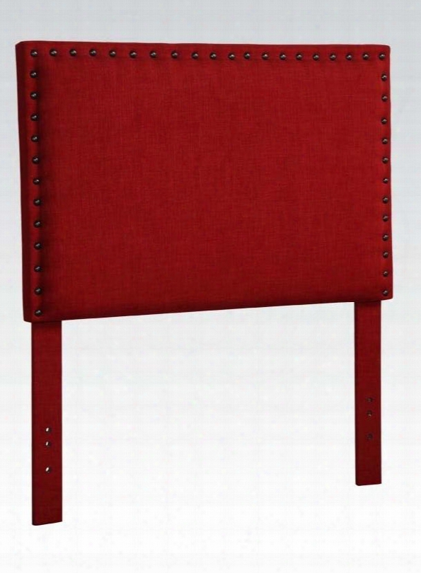 39117 Sabina Queen/full Size Headboard With Fabric Upholstery Nailhead Accents Pine Wood And Plywood Frame In Red