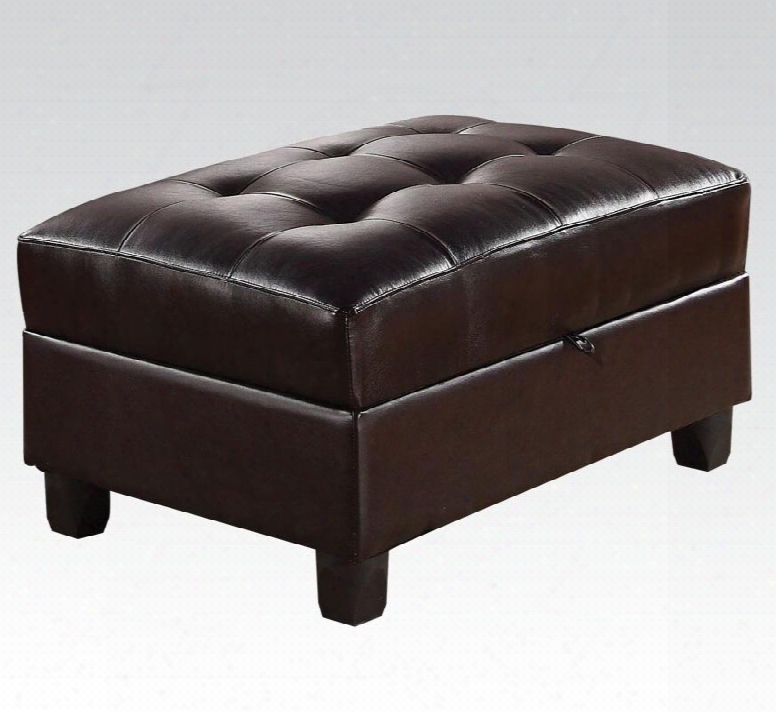 51197 Kiva Ottoman With Storage Tufted Seat Cushion Plastic Feet And Bonded Leather Match Upholstery In