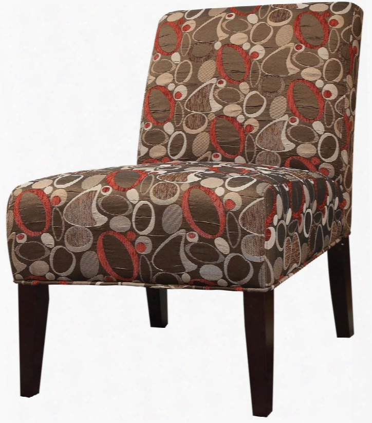 Aberly Collection 59395 30" Accent Chair With Circles Pattern Parson Style Tapered Legs Fabric Uphosltery Rubberwood And Solid W Ood Construction In