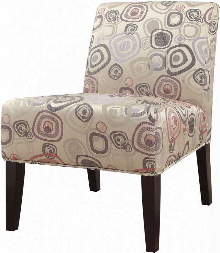 Aberly Collection 59396 30" Accent Chair With Circles Pattern Parson Style Tapered Legs Fabric Upholstery Rubberwood And Solid Wood Construction In