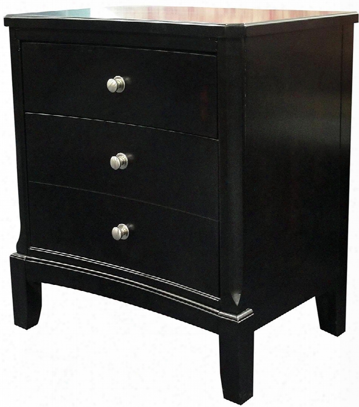 Abram Collection 21403 28" Nightstand With 3 Drawers Brushed Nickel Hardware And Tapered Legs In Espresso
