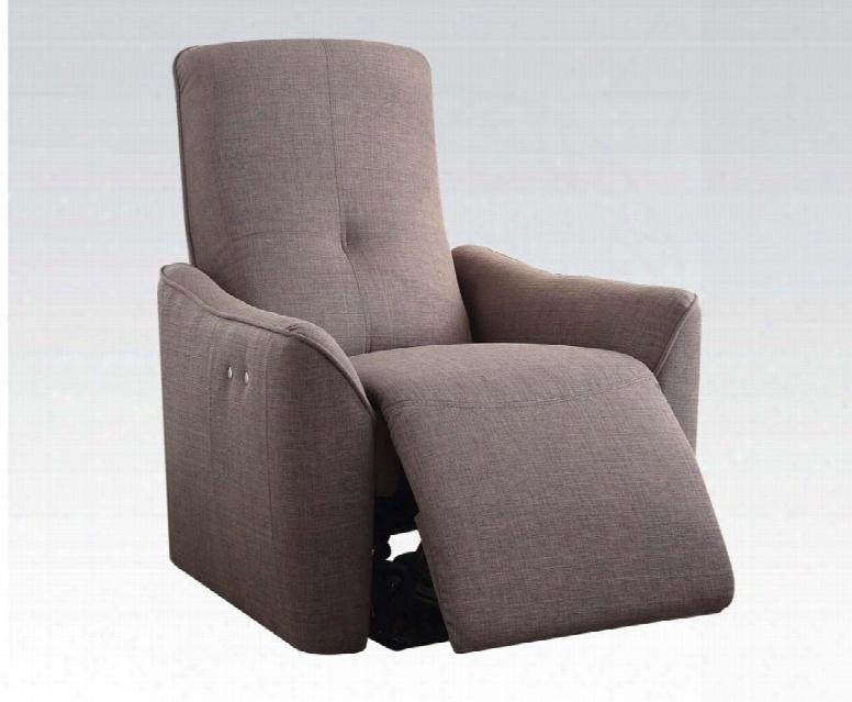 Agico Collection 59344 31" Power Motion Recliner With Tight Cushions Jute Fabric Upholstery And Welt Stitching In Grey