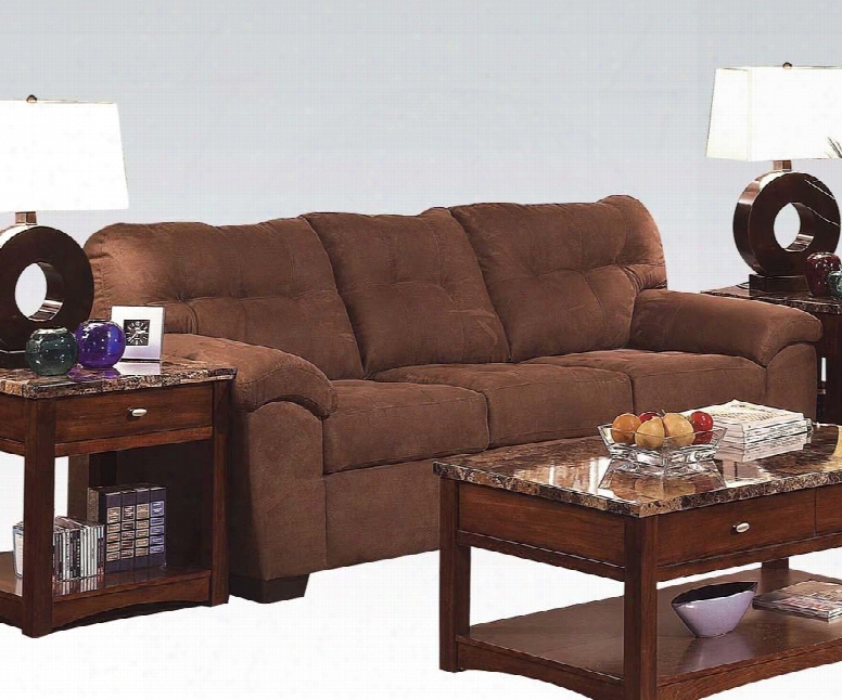 Aislin Collection 50380 92" Sofa With Wood Frame Made In Usa Tight Cushions Pilllow Top Arms And Microfiber Upholstery In Espresso