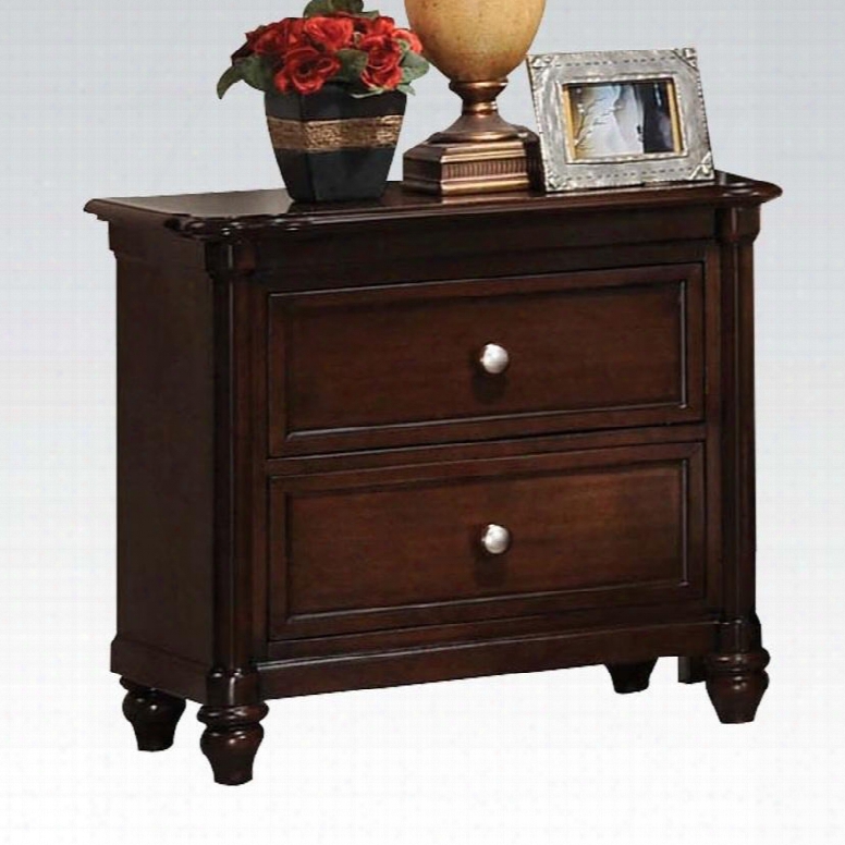 Amaryllis Collection 22383 28" Nightstand With 2 Drawers Metal Hardware Center Metal Drawer Glides Turned Bun Feet And Wood Frame In Cherry