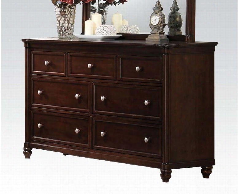 Amaryllis Collection 22385 64" Dresser With 7 Drawers Metal Hardware Center Metal Drawer Glides Turned Bun Feet And Wood Frame In Cherry